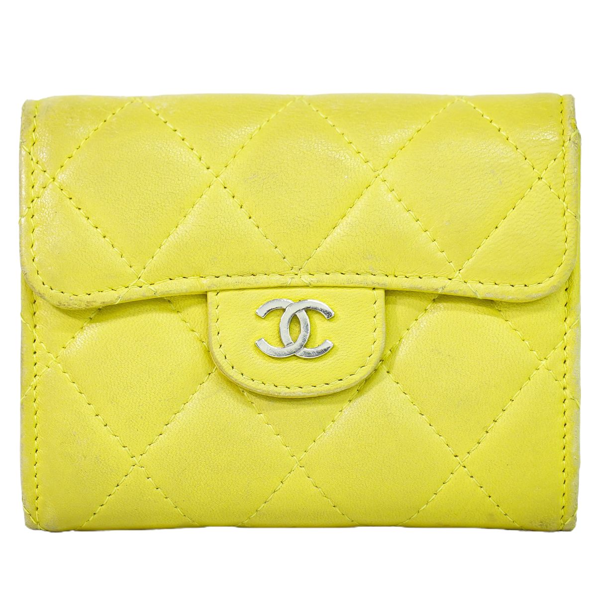 CHANEL ココマーク マトラッセ コインケース イエロー