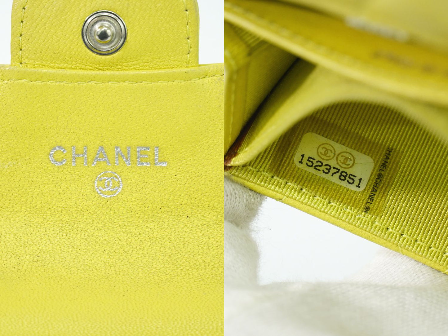 CHANEL ココマーク マトラッセ コインケース イエロー