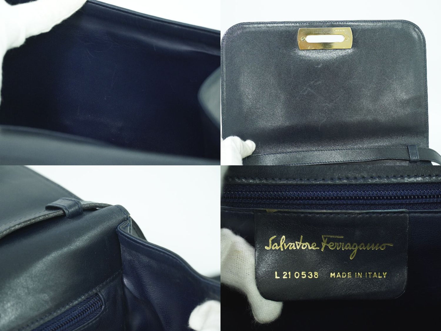 Salvatore Ferragamo ガンチーニ ショルダーバッグ ネイビー