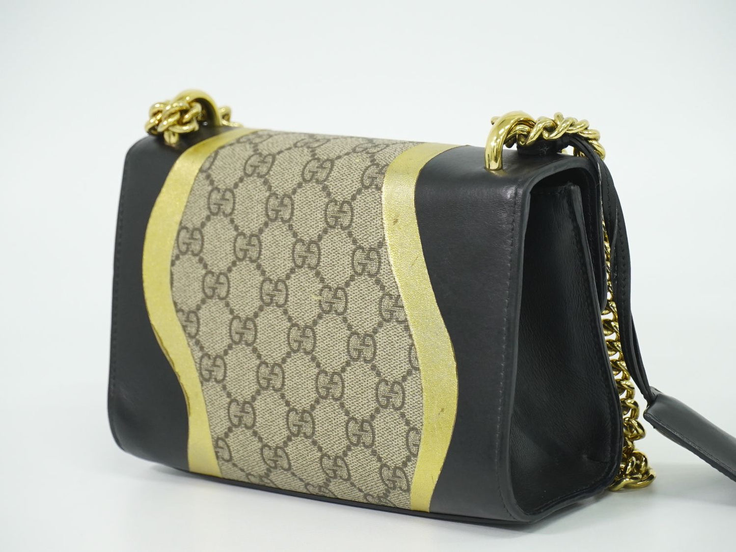GUCCI パドロック GGスプリーム ショルダーバッグ ベージュ ブラック ゴールド 432182