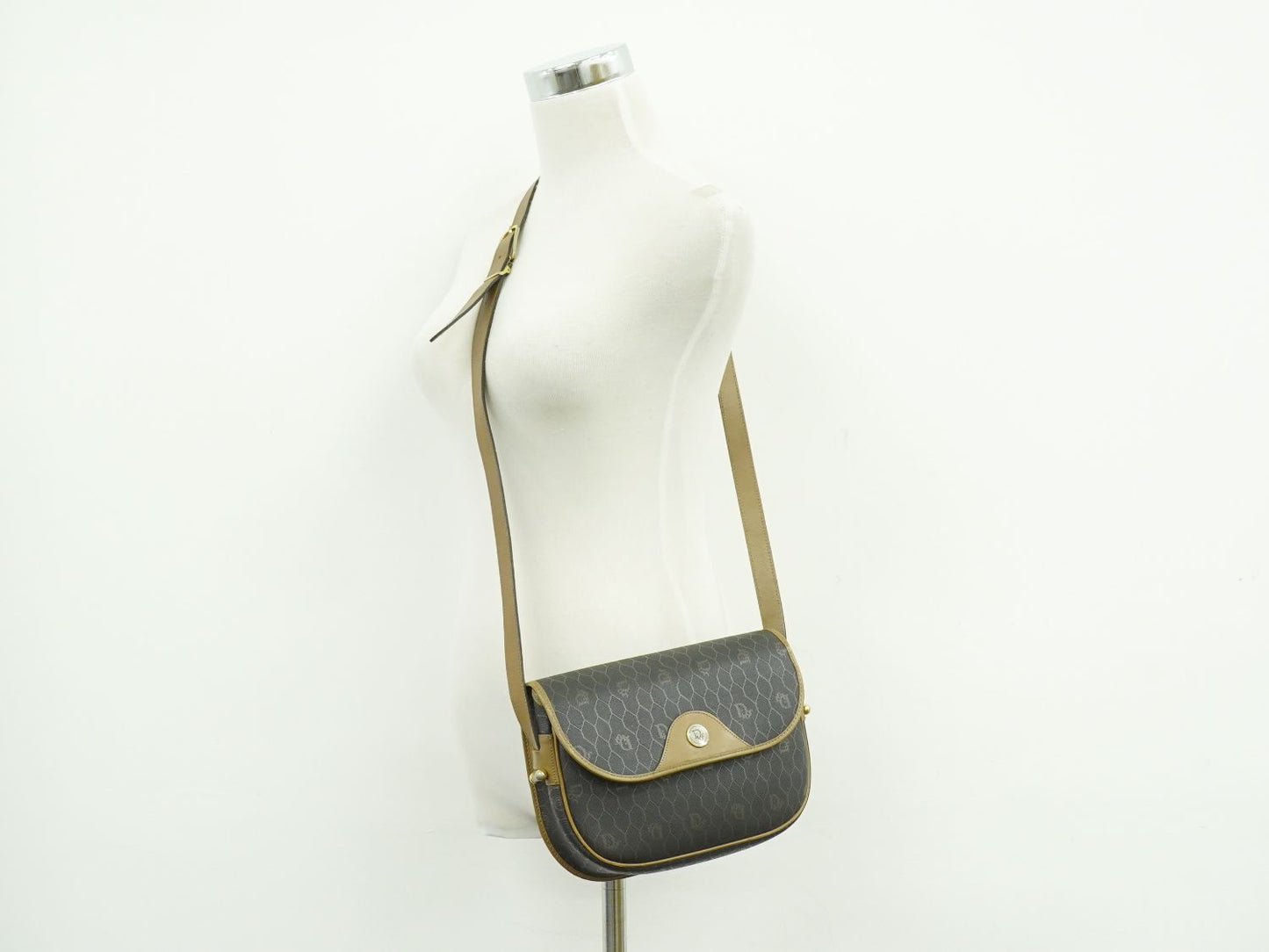 Christian Dior ハニカム柄 ショルダーバッグ ブラック ブラウン