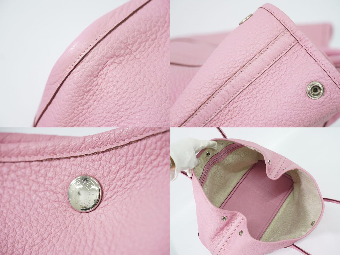 HERMES ガーデンパーティ PM トートバッグ □O刻 ピンク
