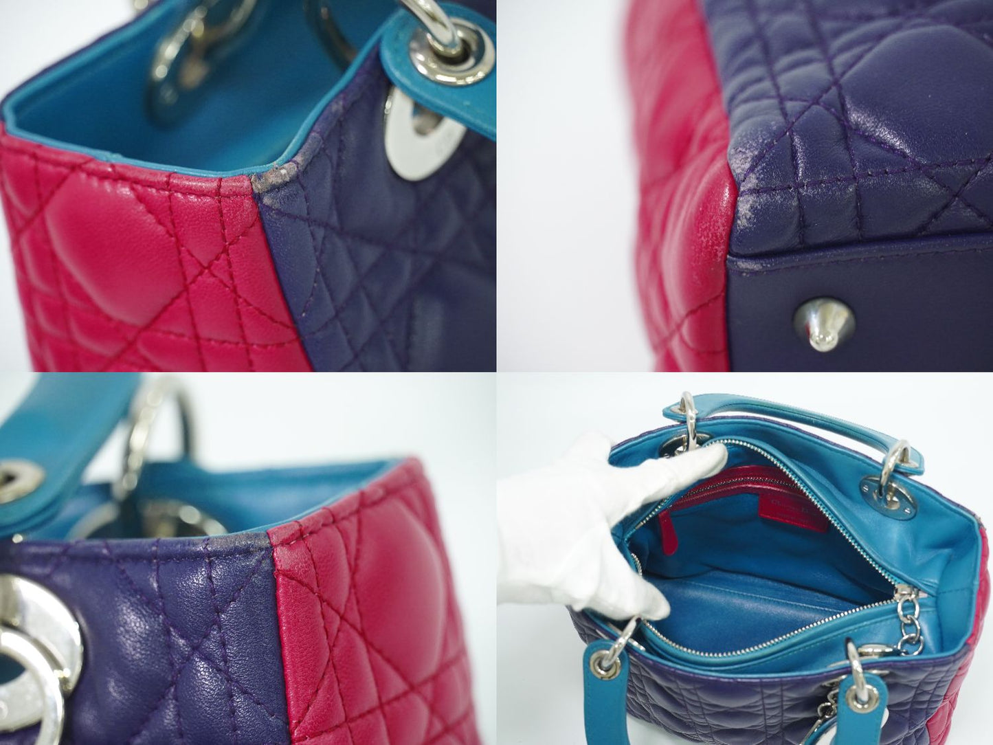 Christian Dior レディディオール ハンドバッグ パープル ピンク ブルー