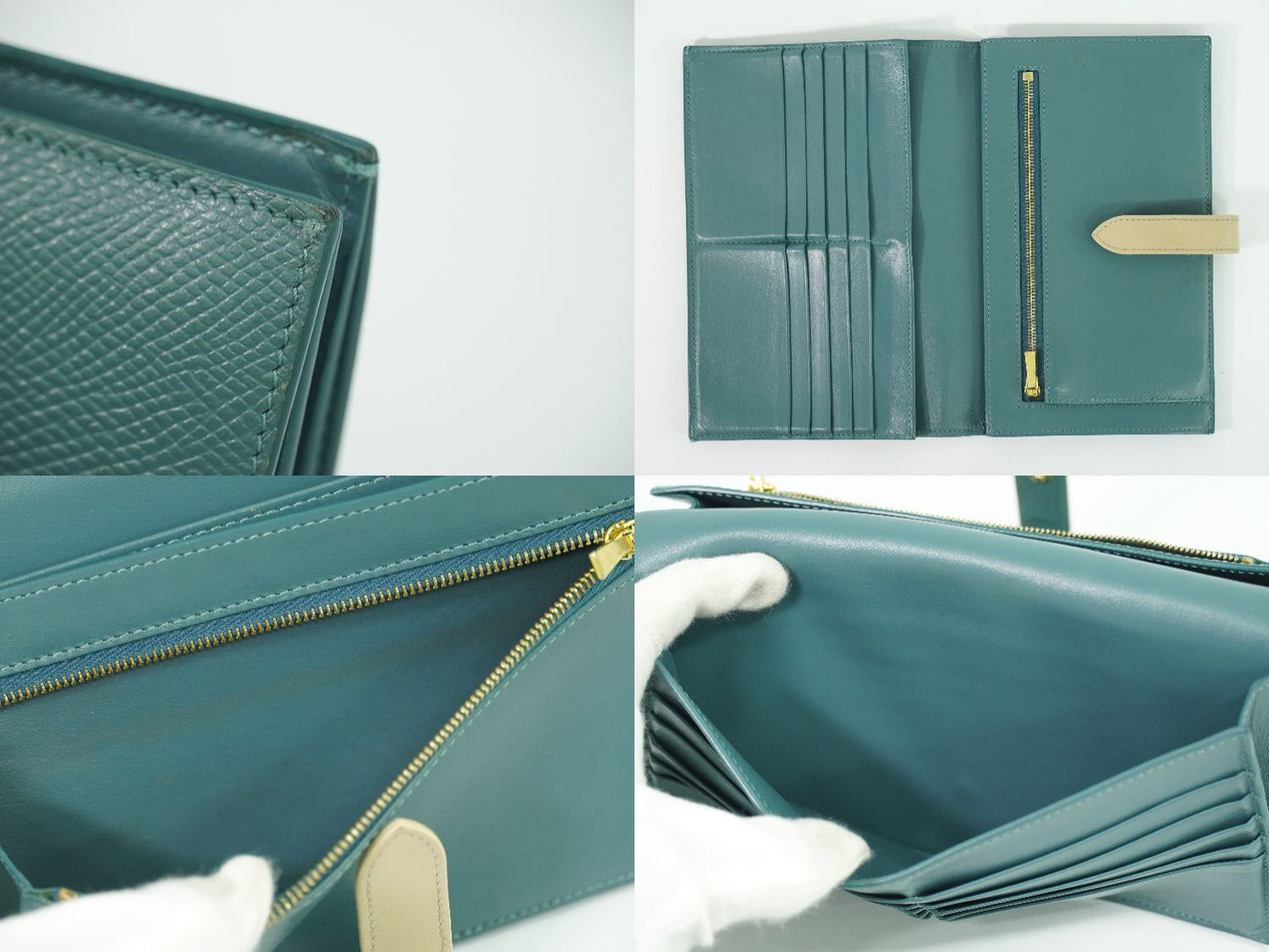 CELINE ラージストラップ 長財布 ブルー系
