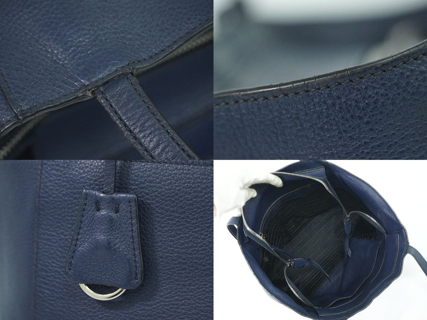 PRADA トートバッグ ネイビー 1BG202