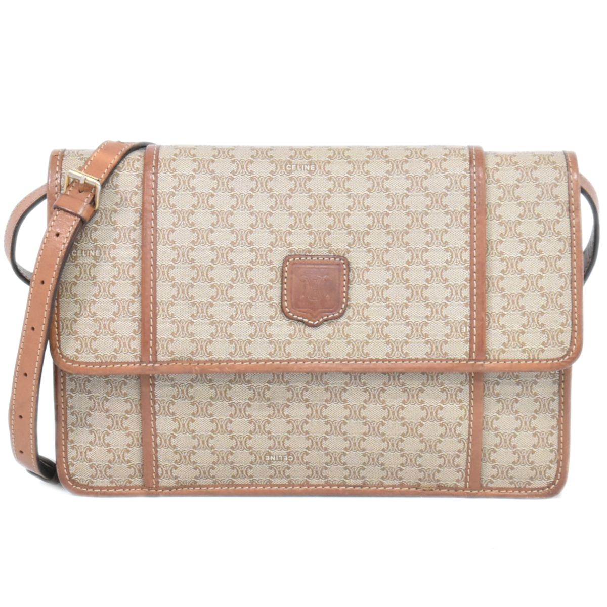 CELINE マカダム ショルダーバッグ ベージュ