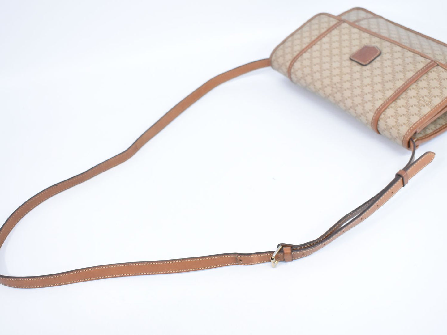 CELINE マカダム ショルダーバッグ ベージュ