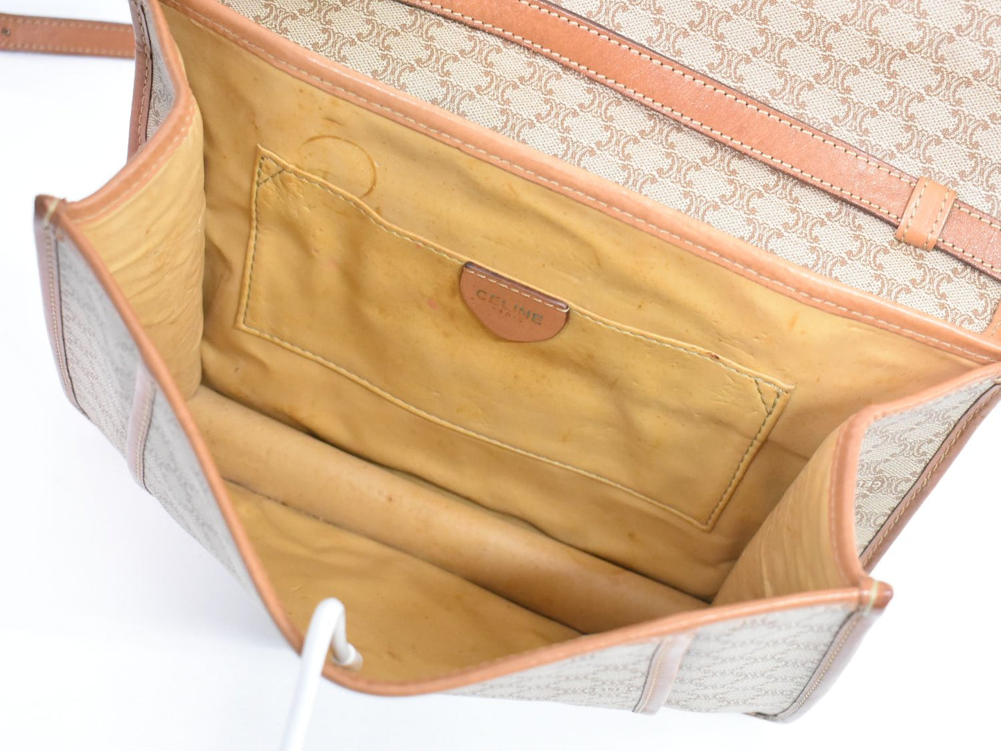 CELINE マカダム ショルダーバッグ ベージュ