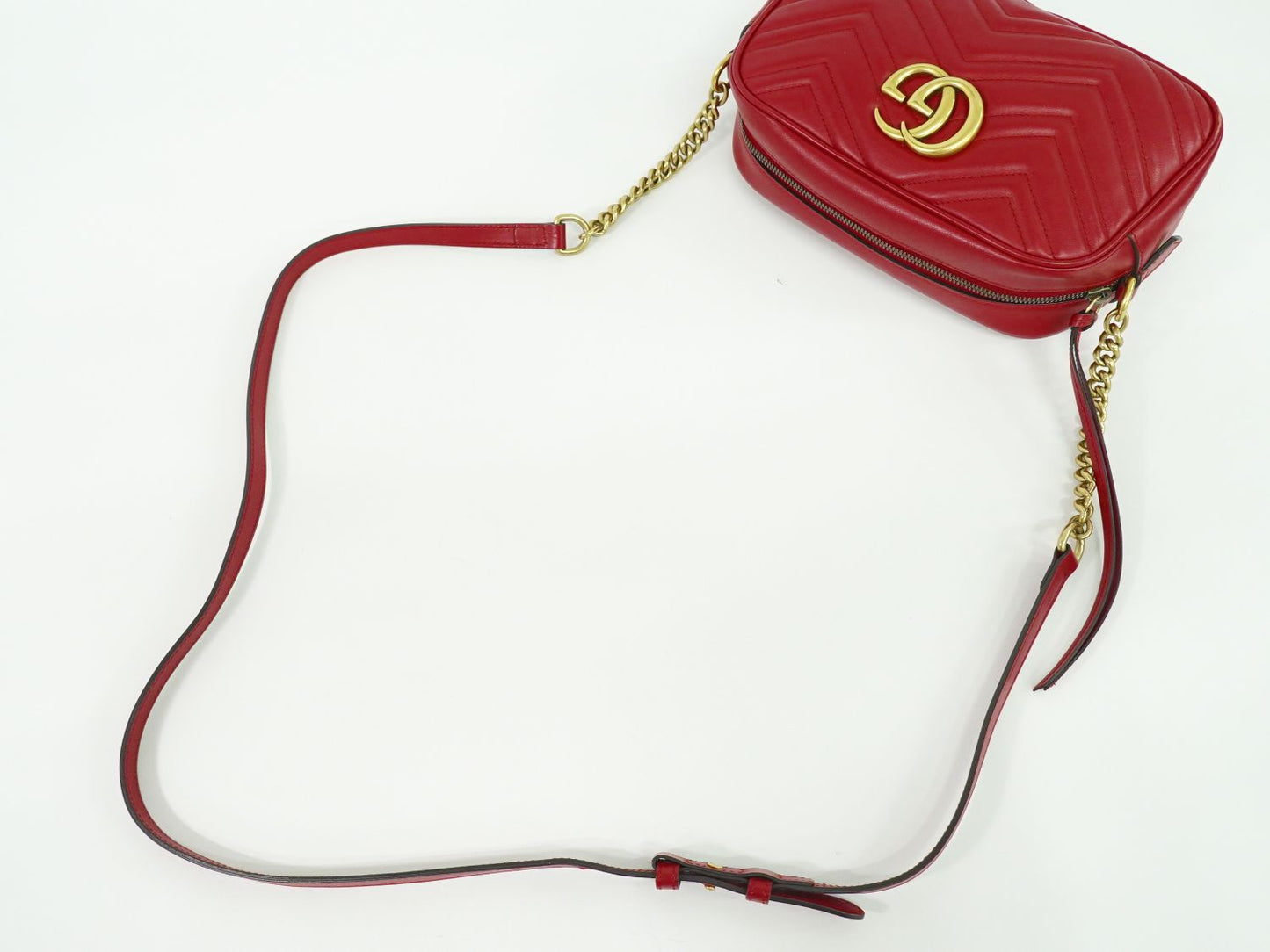 GUCCI GGマーモント ショルダーバッグ レッド 447632