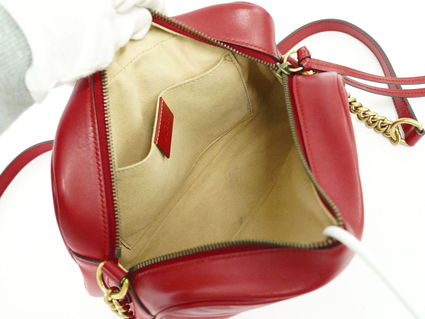 GUCCI GGマーモント ショルダーバッグ レッド 447632