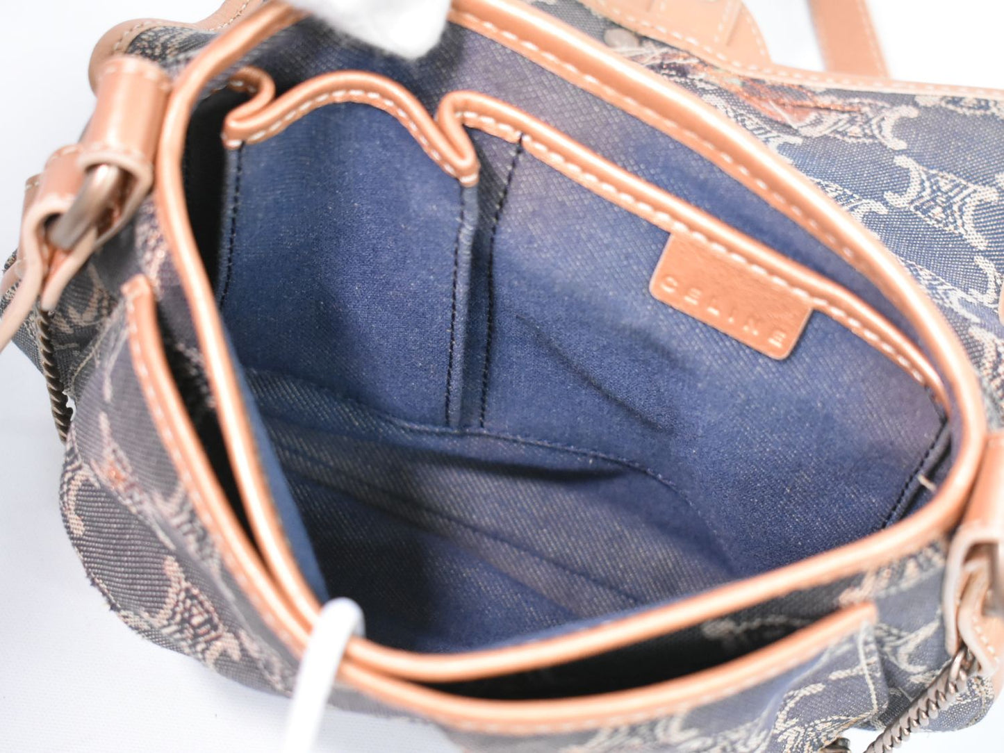 CELINE マカダム ショルダーバッグ ネイビー