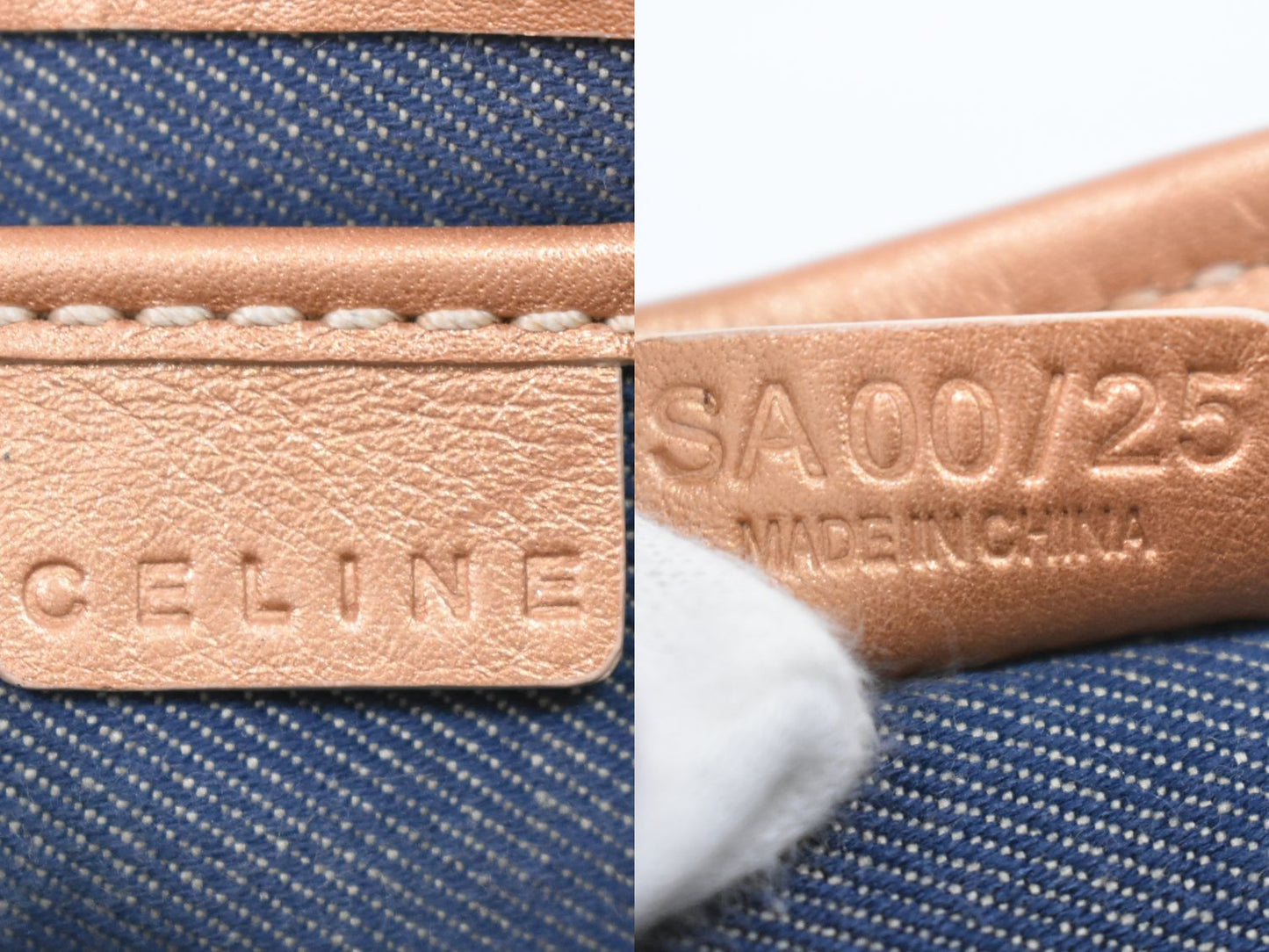 CELINE マカダム ショルダーバッグ ネイビー