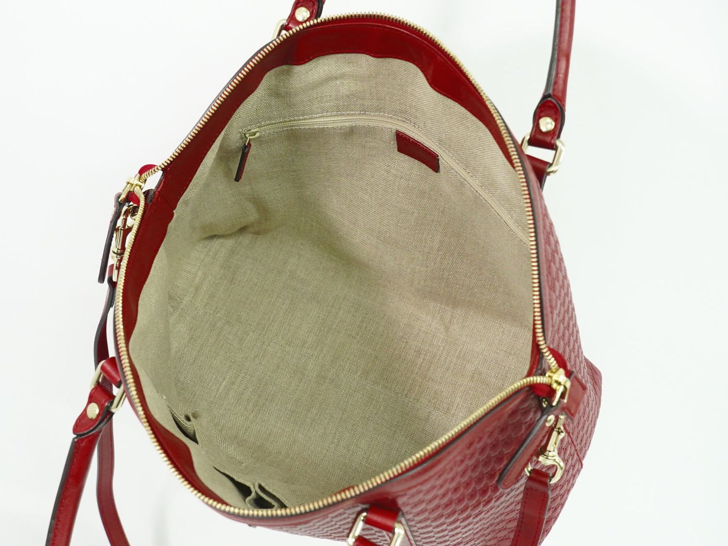 GUCCI マイクログッチシマ レザー 2WAY ショルダーバッグ レッド 449657