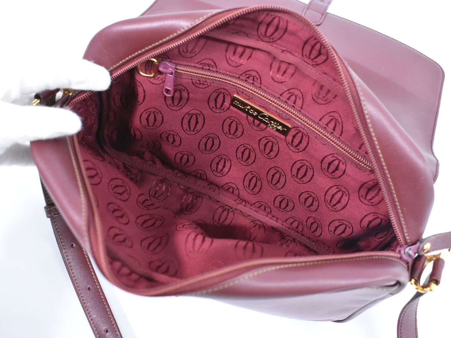 Cartier マストライン ショルダーバッグ ボルドー