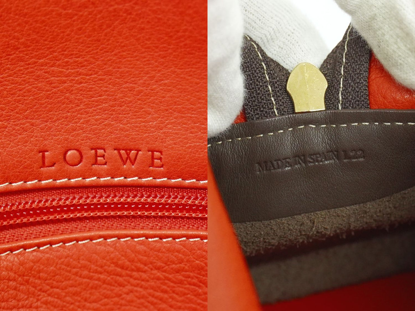 LOEWE アマソナ 32 アナグラム ハンドバッグ レッド系