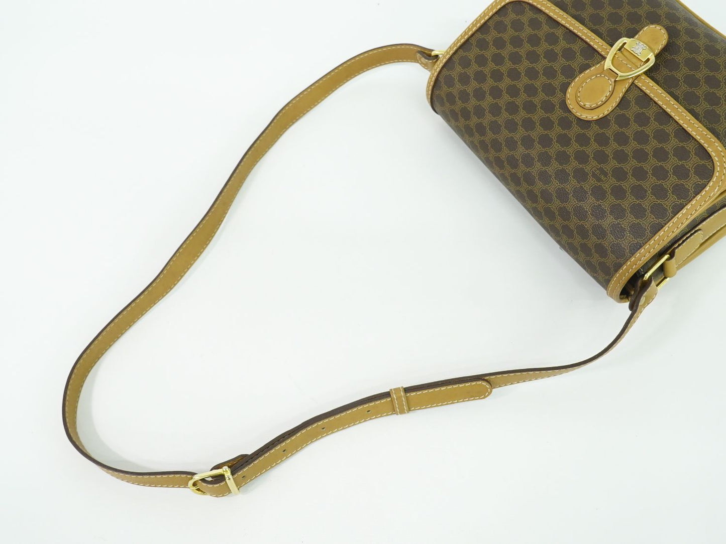 CELINE マカダム ショルダーバッグ ブラウン