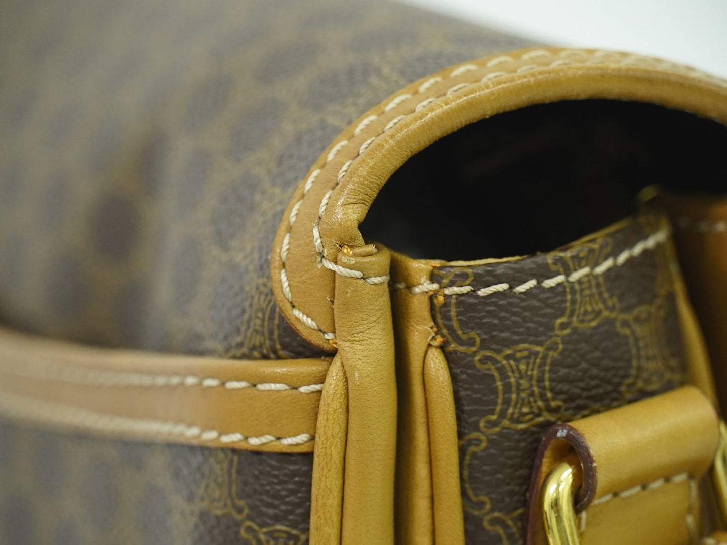 CELINE マカダム ショルダーバッグ ブラウン