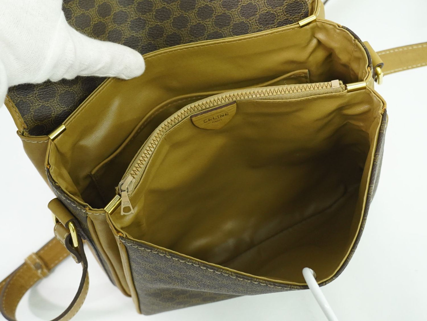 CELINE マカダム ショルダーバッグ ブラウン