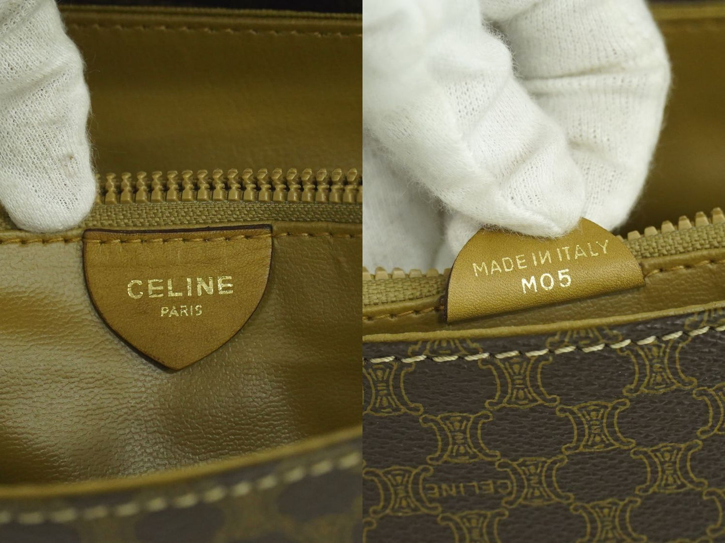 CELINE マカダム ショルダーバッグ ブラウン