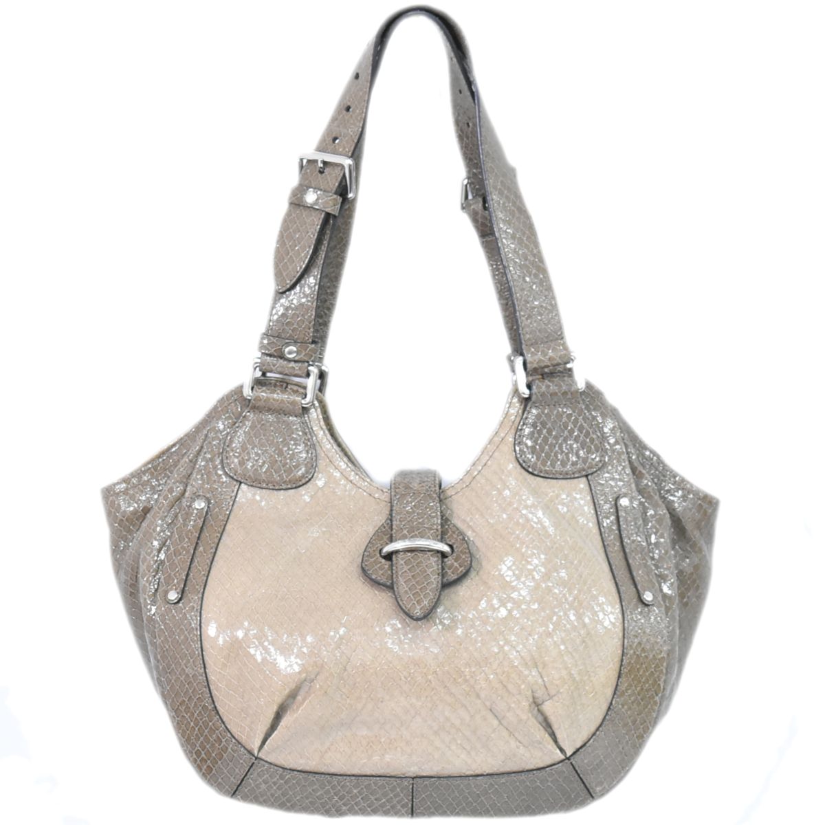 CELINE パイソン レザー ショルダーバッグ グレージュ