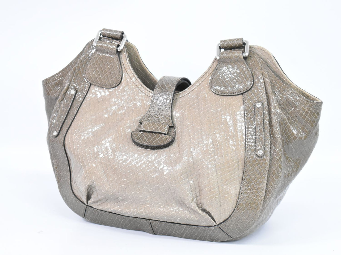 CELINE パイソン レザー ショルダーバッグ グレージュ