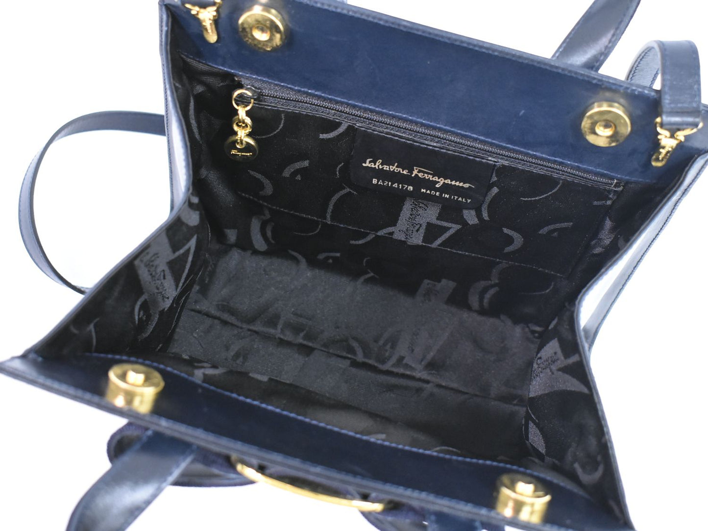 Salvatore Ferragamo ヴァラ 2WAY ショルダーバッグ ネイビー