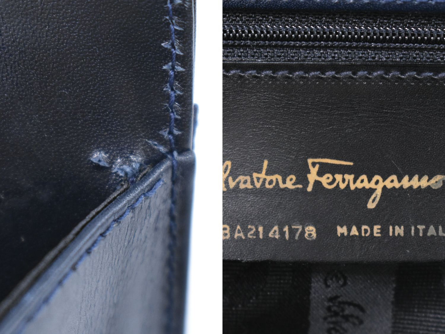 Salvatore Ferragamo ヴァラ 2WAY ショルダーバッグ ネイビー