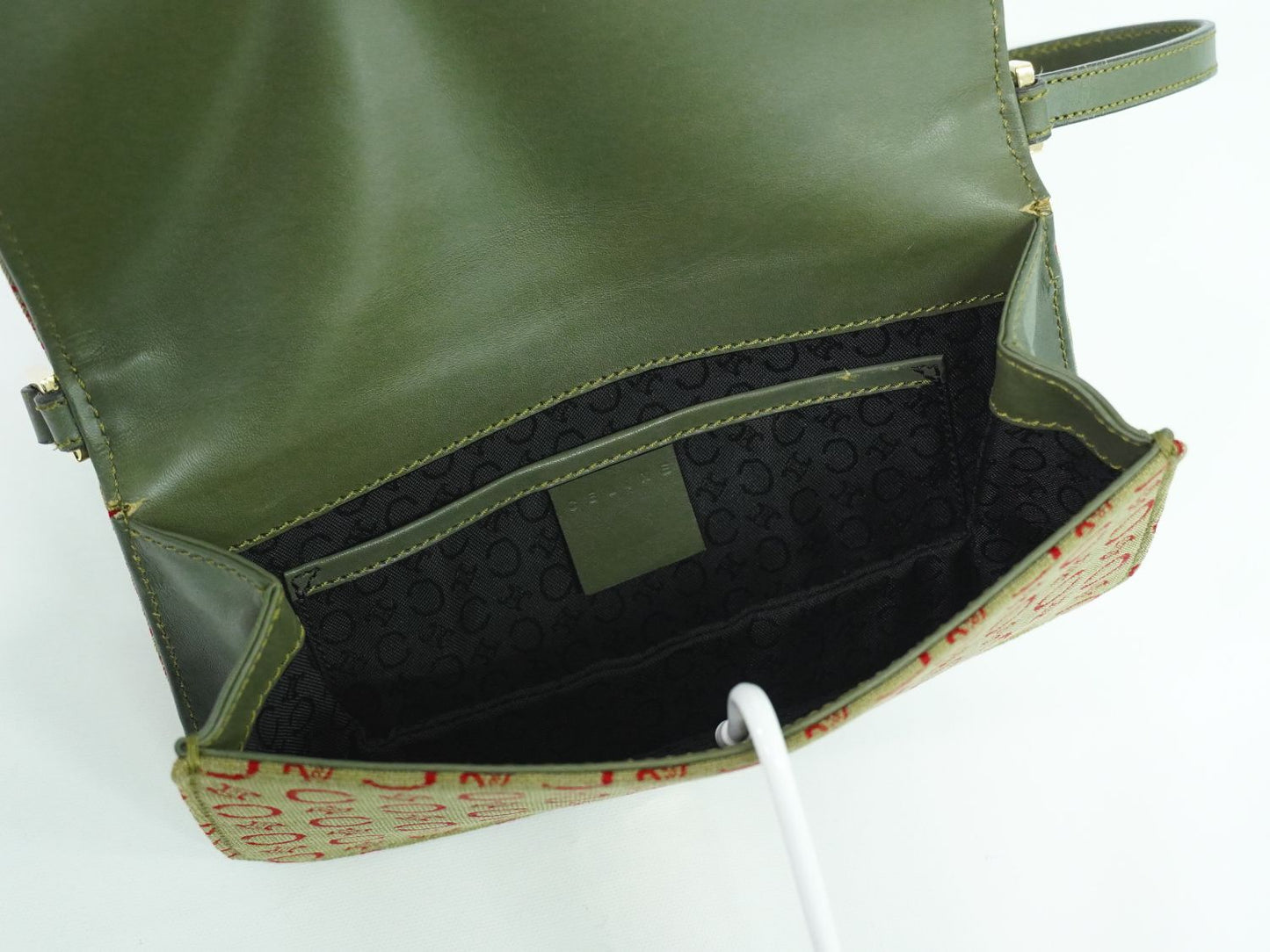 CELINE Cマカダム アクセサリーポーチ カーキ レッド