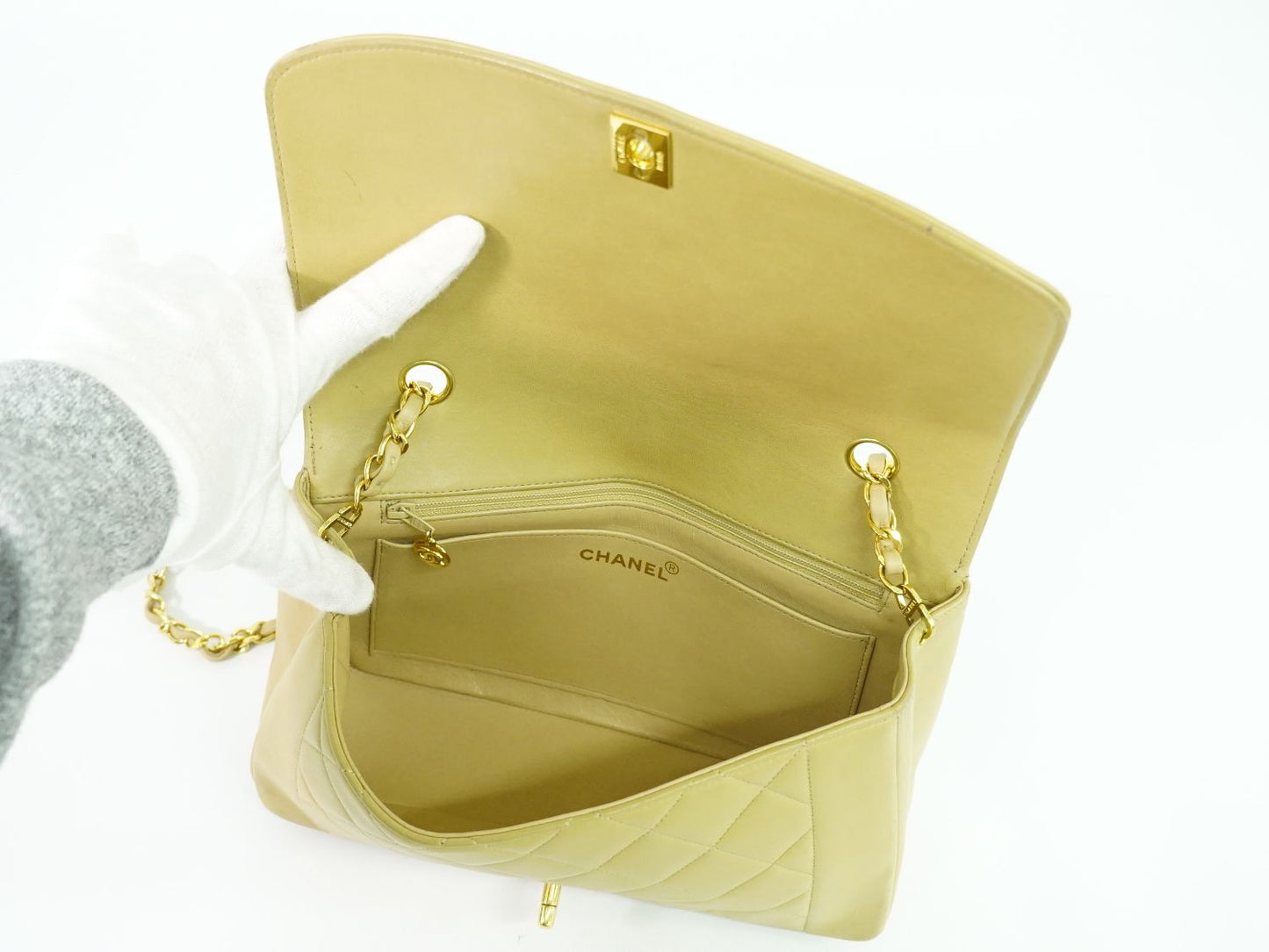 CHANEL ダイアナ ココマーク ショルダーバッグ ベージュ
