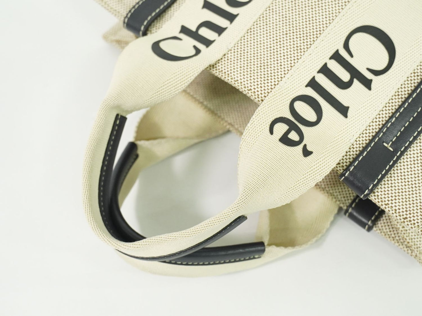 Chloe ウッディ スモール トートバッグ ベージュ ネイビー