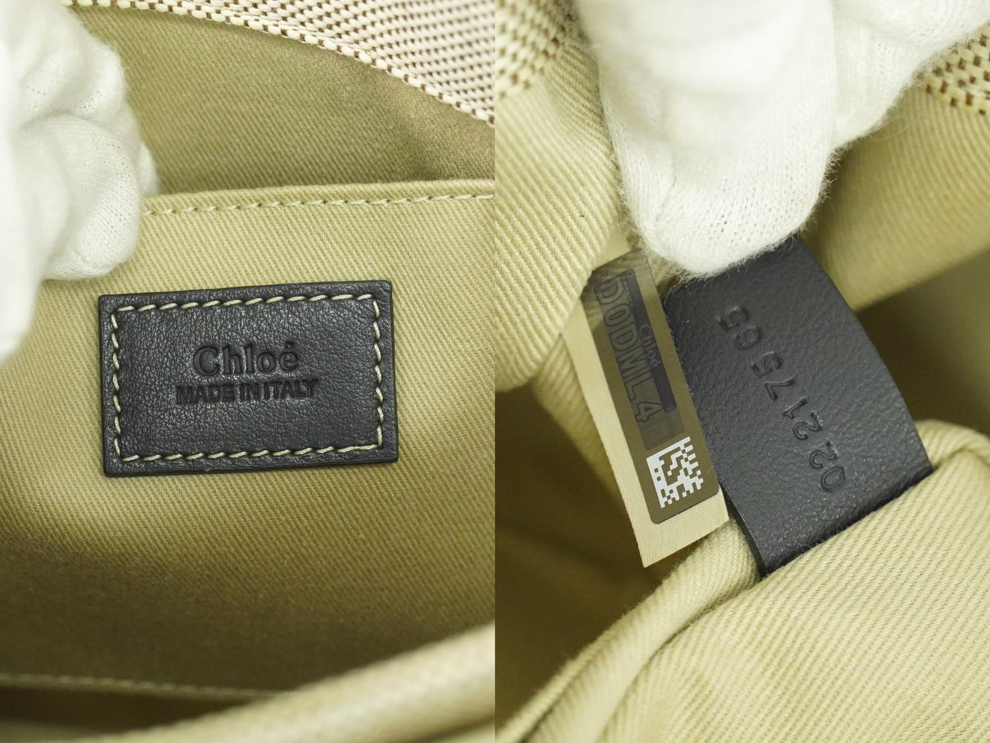 Chloe ウッディ スモール トートバッグ ベージュ ネイビー