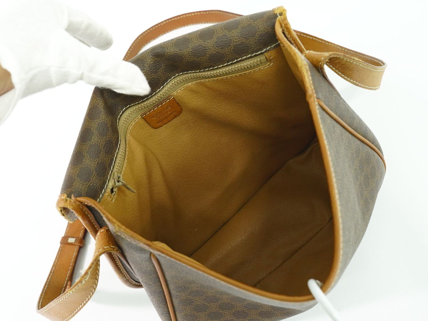 CELINE マカダム ショルダーバッグ ブラウン
