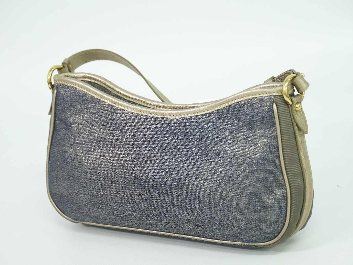 Salvatore Ferragamo ヴァラ ハンドバッグ メタリックブルー グレー
