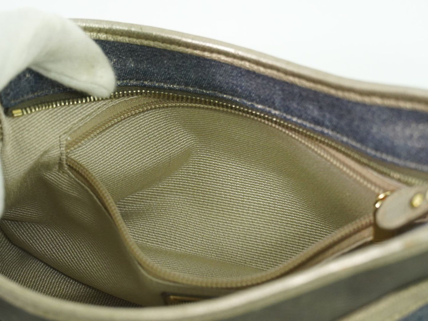 Salvatore Ferragamo ヴァラ ハンドバッグ メタリックブルー グレー