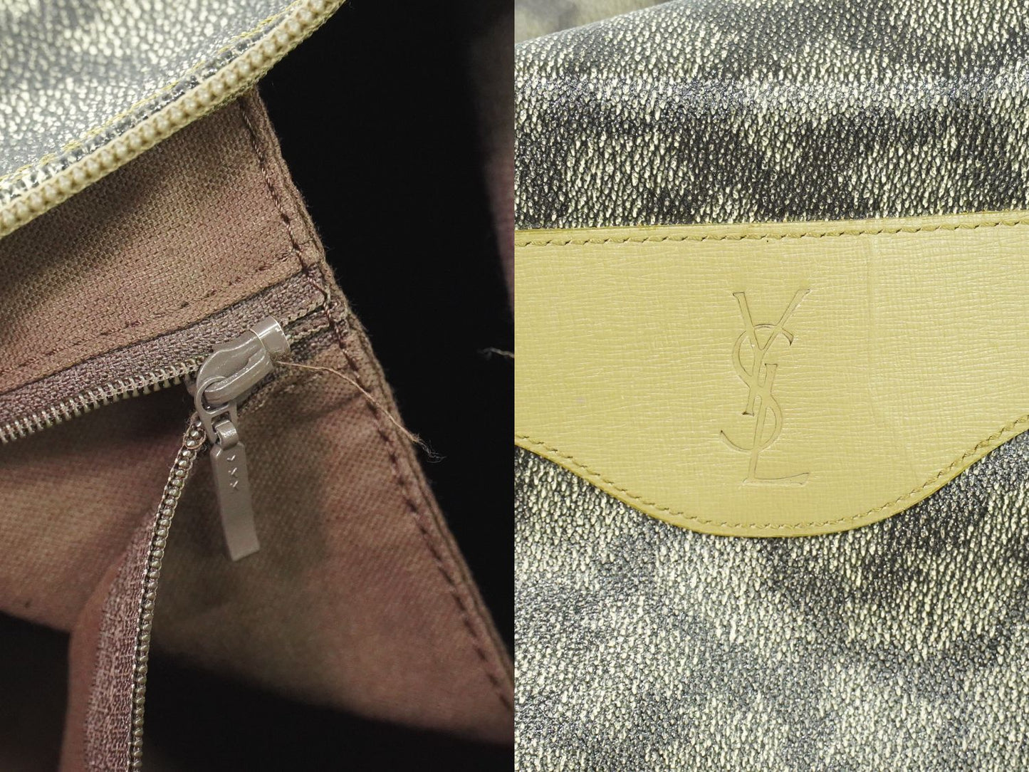 YVES SAINT LAURENT ジラフ柄 ボストンバッグ グレー