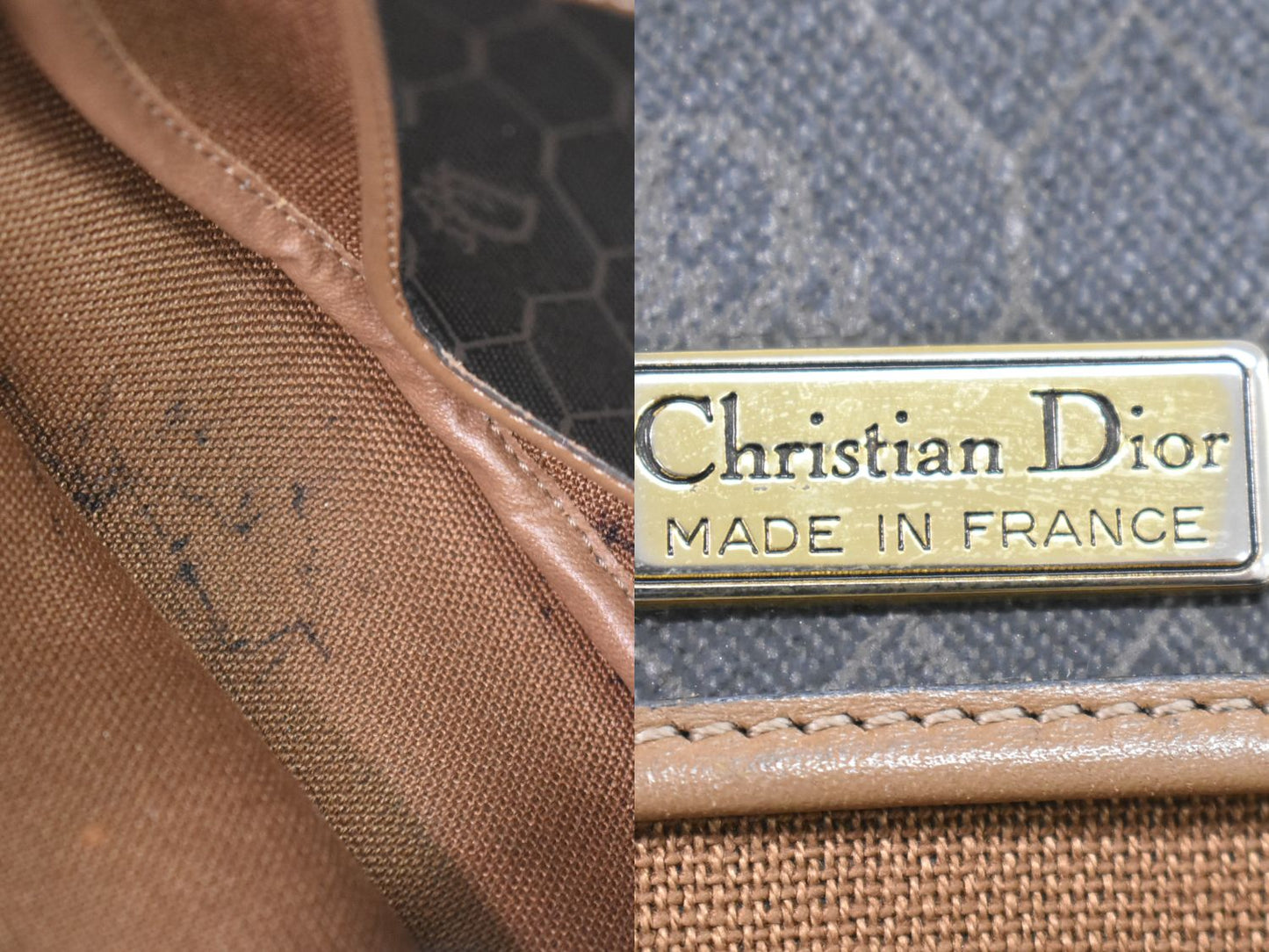 Christian Dior ハニカム柄 ショルダーバッグ ブラック