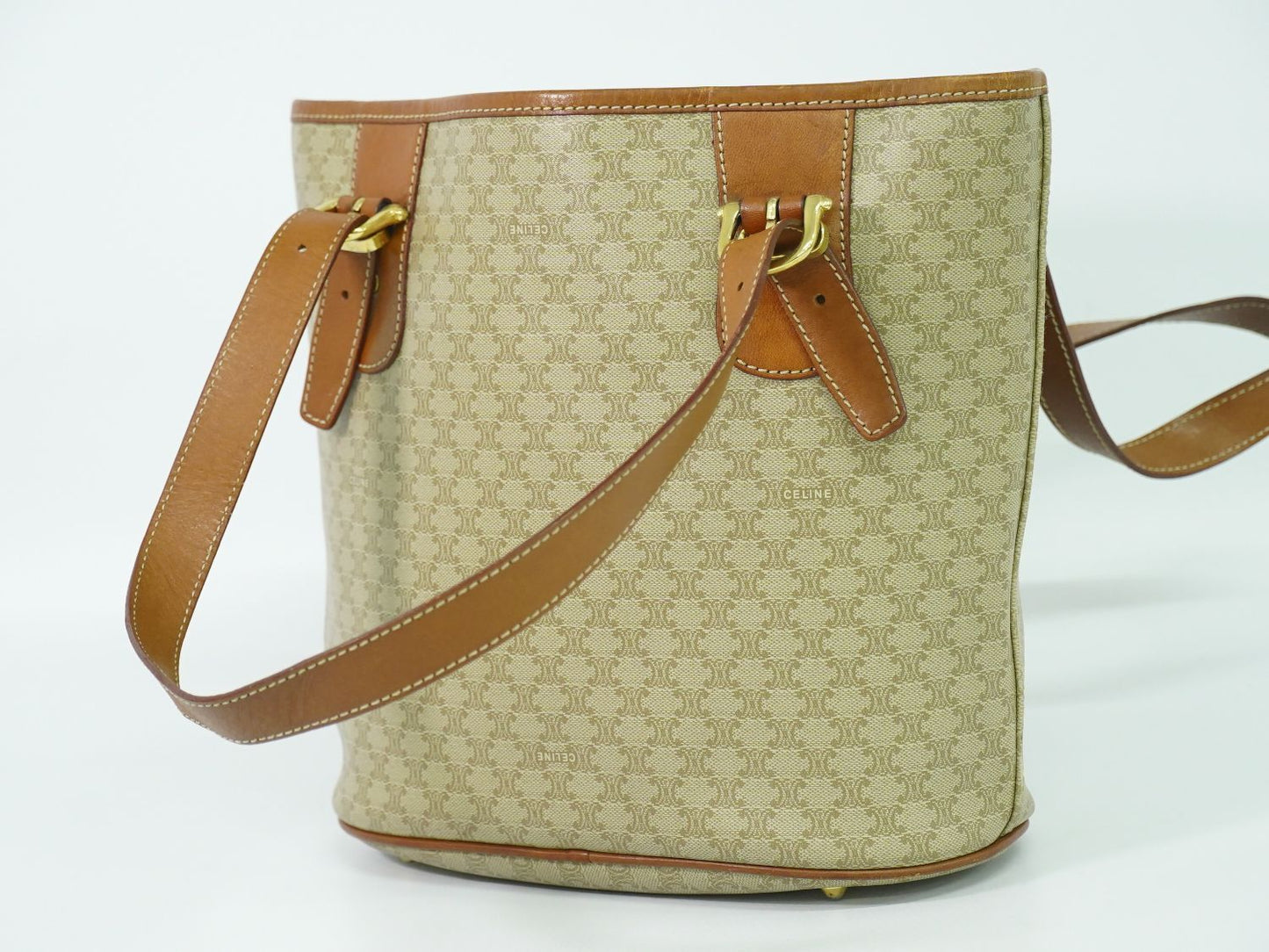 CELINE マカダム ショルダーバッグ ベージュ