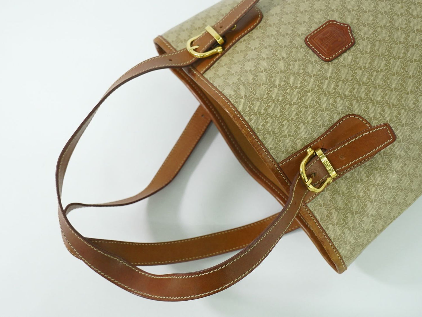 CELINE マカダム ショルダーバッグ ベージュ