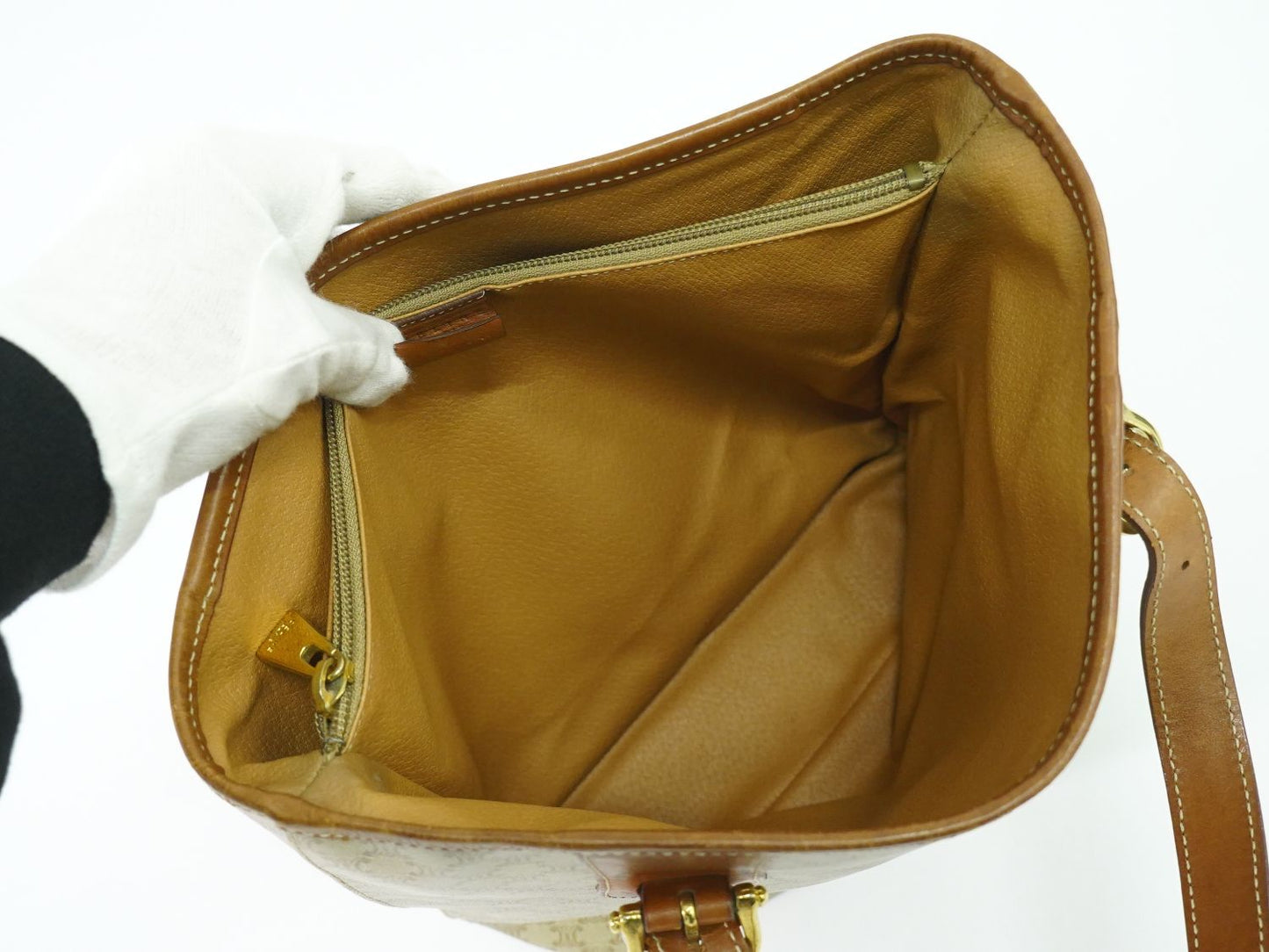 CELINE マカダム ショルダーバッグ ベージュ