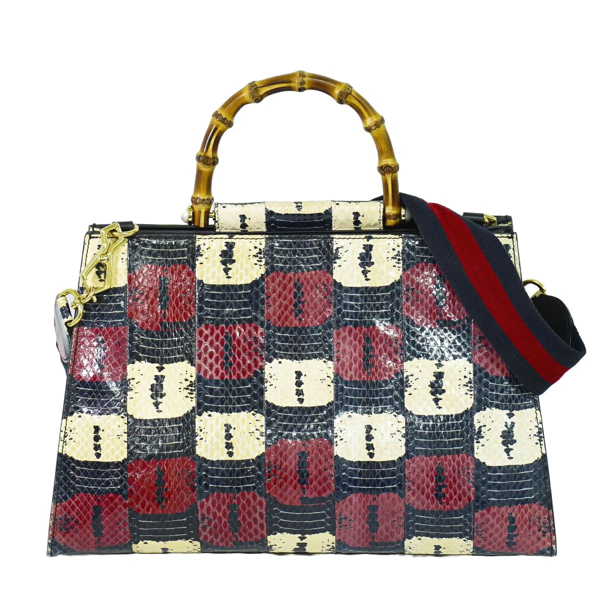 GUCCI バンブー 2WAY ショルダーバッグ ブラック レッド ホワイト 453764