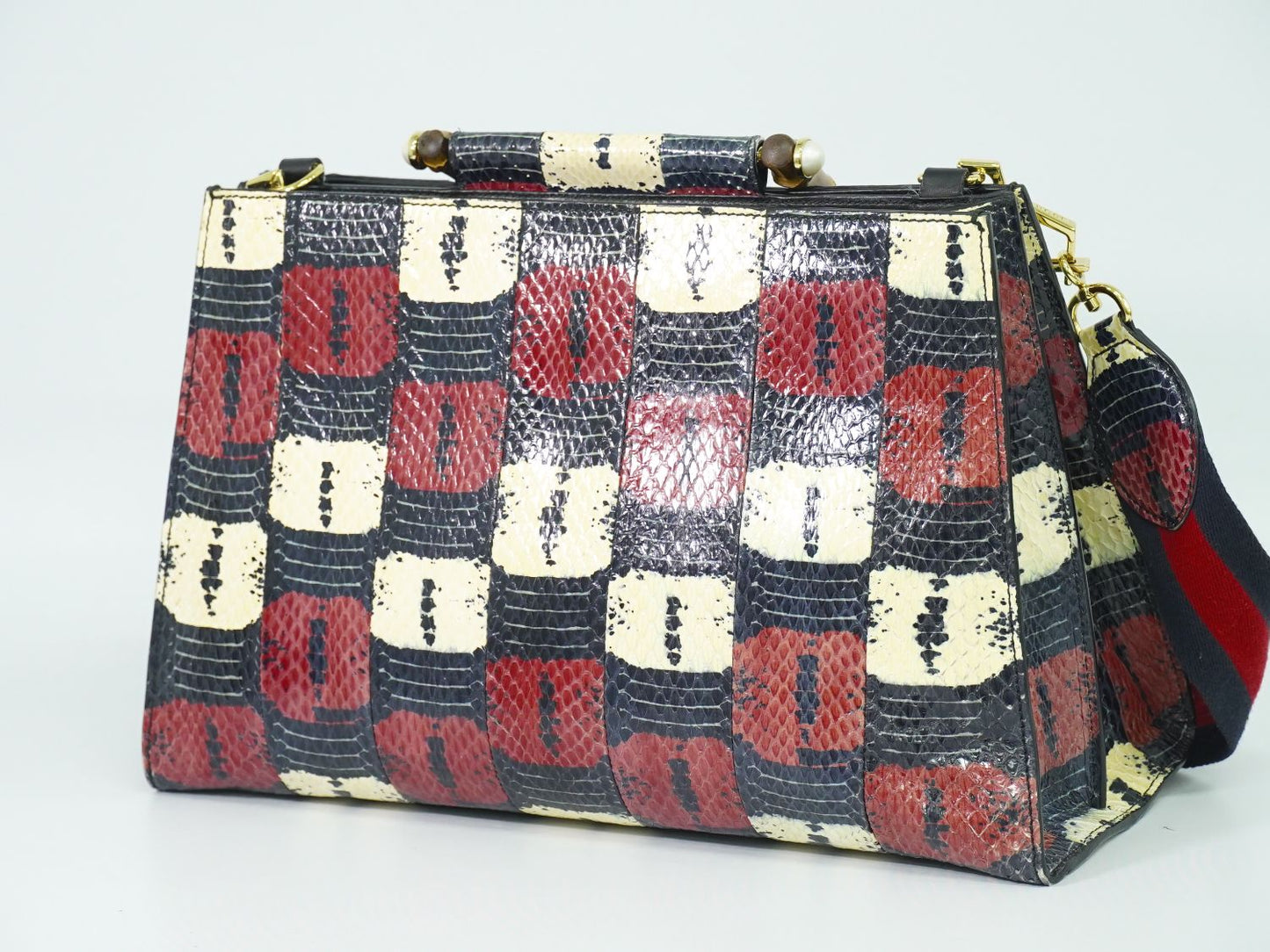 GUCCI バンブー 2WAY ショルダーバッグ ブラック レッド ホワイト 453764