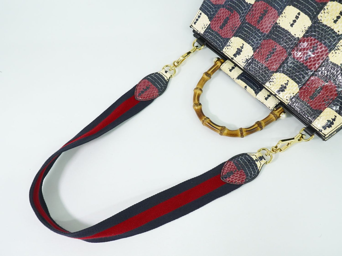 GUCCI バンブー 2WAY ショルダーバッグ ブラック レッド ホワイト 453764