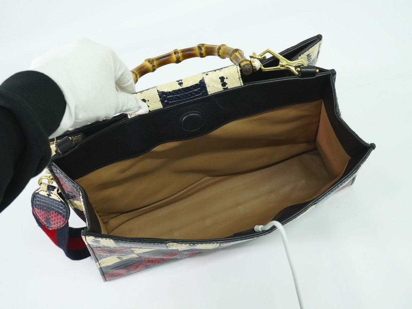 GUCCI バンブー 2WAY ショルダーバッグ ブラック レッド ホワイト 453764