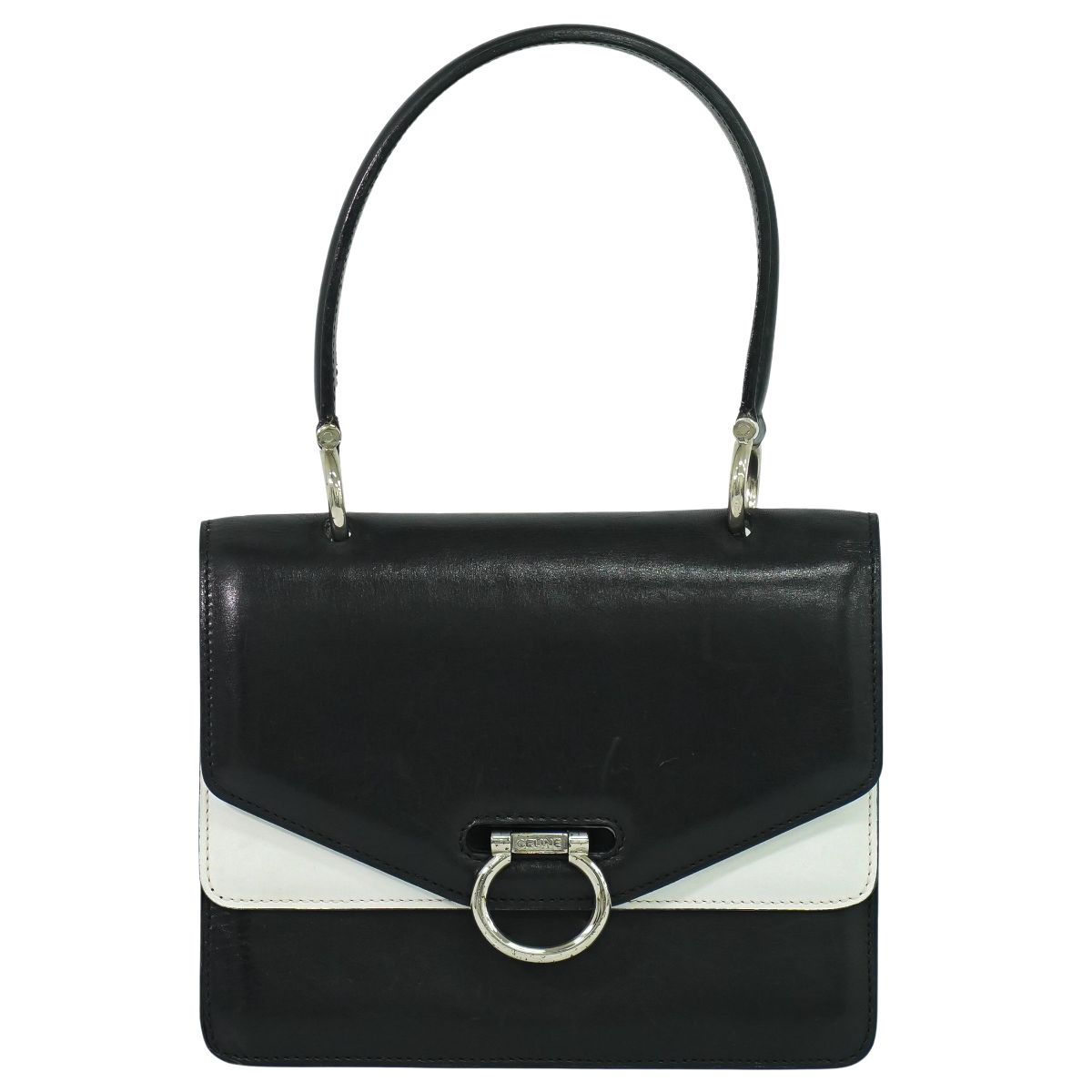 CELINE バイカラー ハンドバッグ ブラック ホワイト