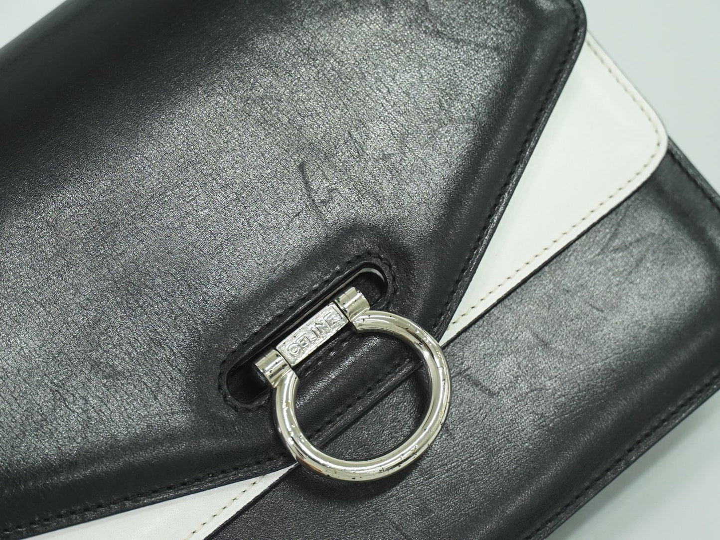 CELINE バイカラー ハンドバッグ ブラック ホワイト