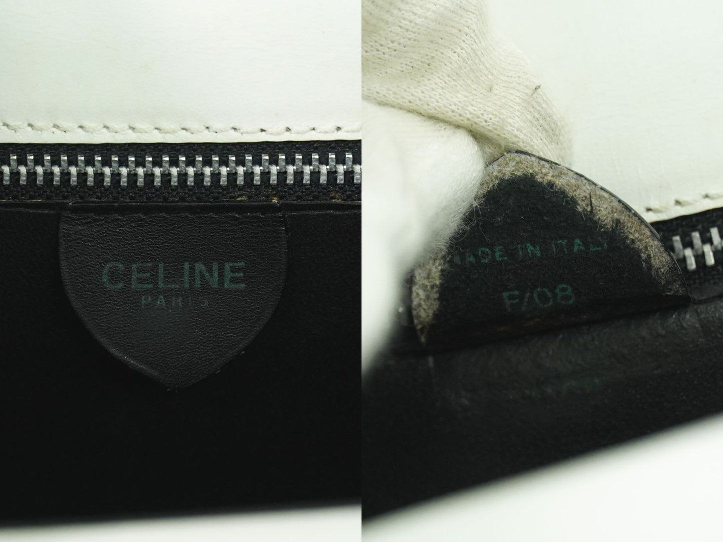 CELINE バイカラー ハンドバッグ ブラック ホワイト