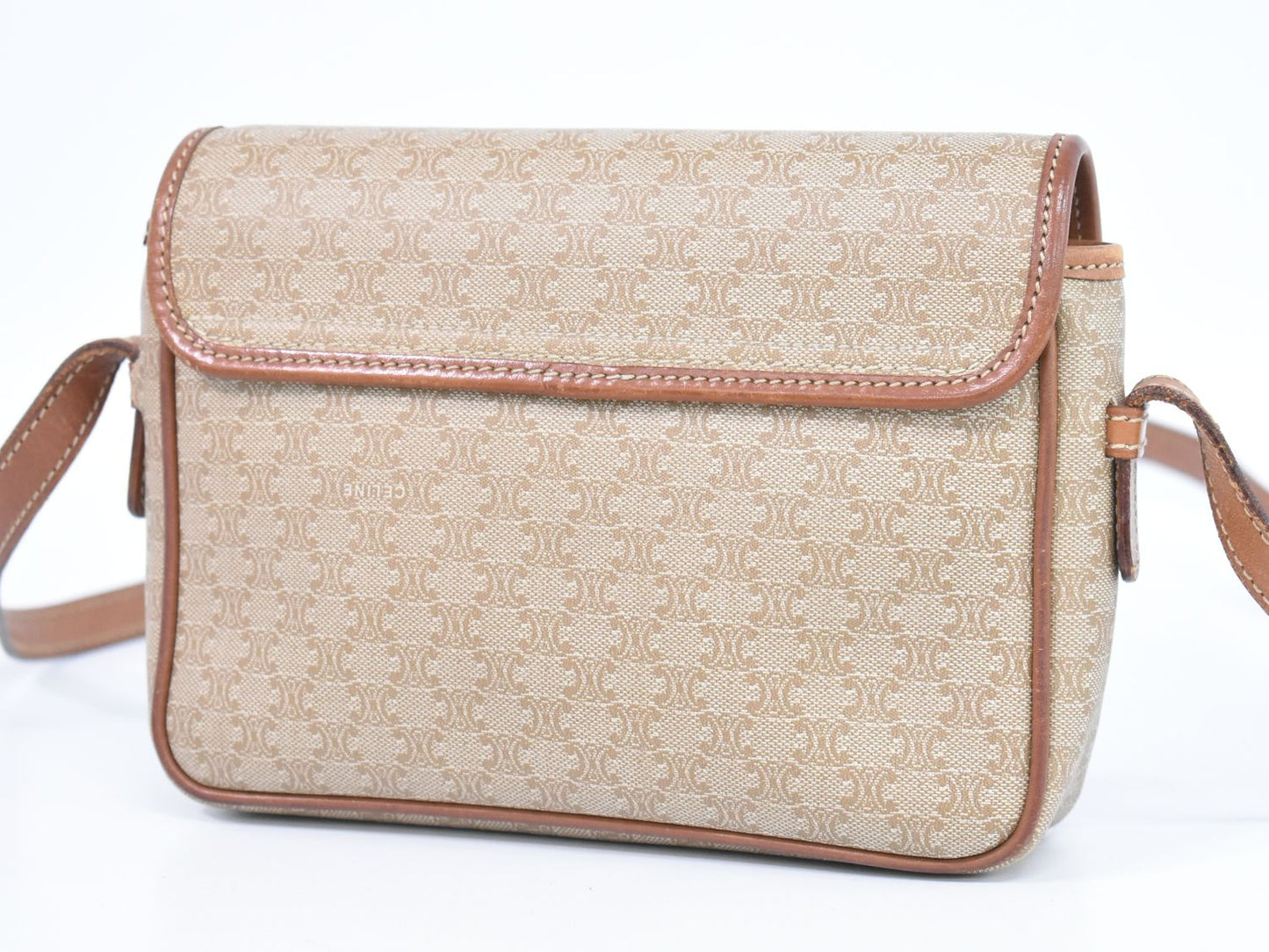 CELINE マカダム ショルダーバッグ ベージュ