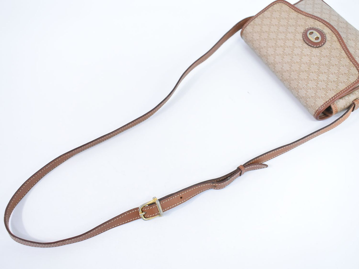 CELINE マカダム ショルダーバッグ ベージュ