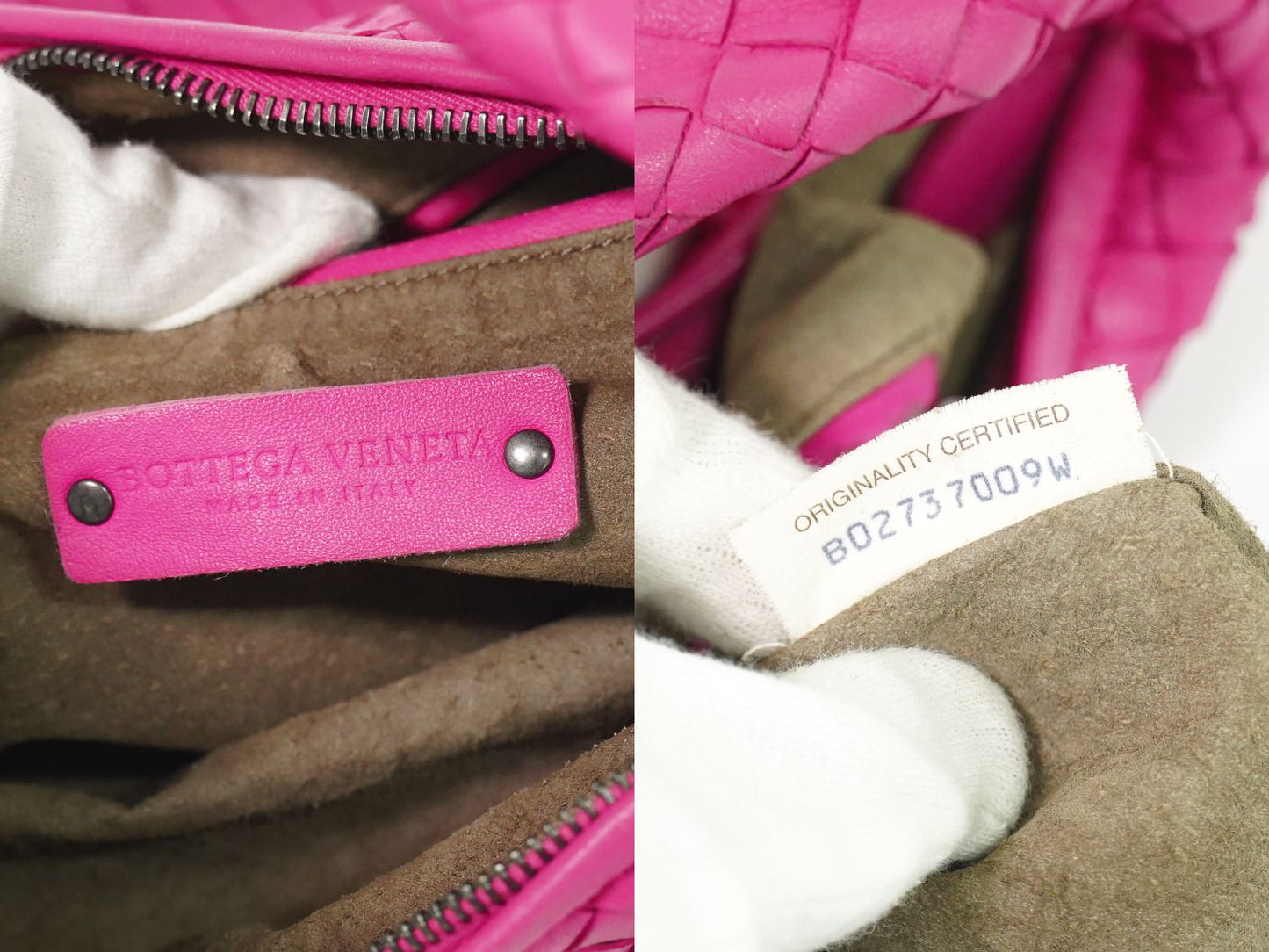 BOTTEGA VENETA ホーボー イントレチャート ハンドバッグ ピンク
