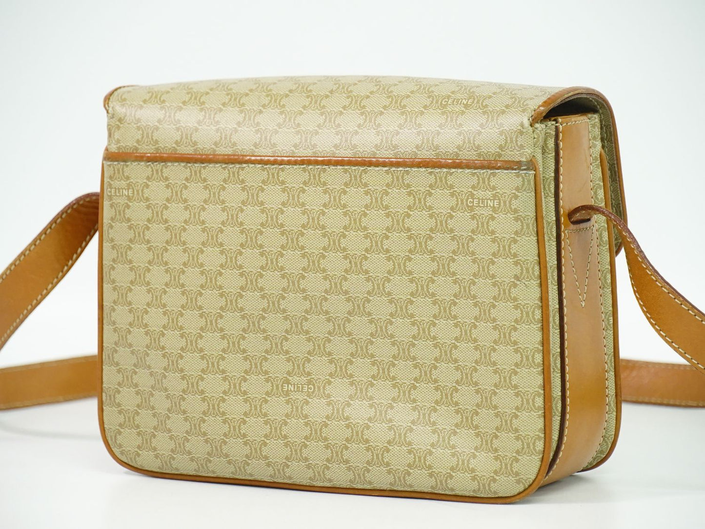 CELINE マカダム ショルダーバッグ ベージュ